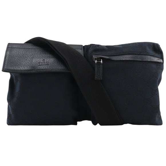 Gucci 28566 GG Canvas Black Waist Bag, Unisex - Picture 1 of 16
